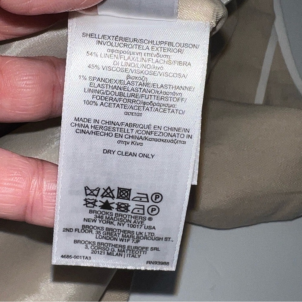 Brooks Brothers Linen Blend Shift Dress Women Size 16 Tan Quiet Luxury Preppy - Picture 10 of 11